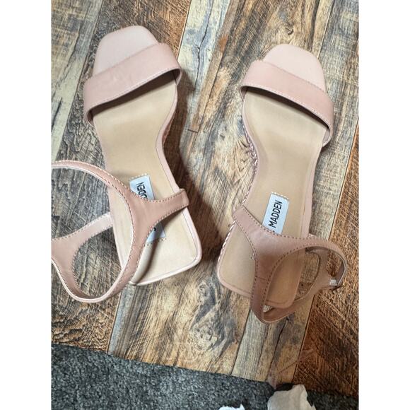 Steve Madden Nude Wedge Sandals Size 10‎ – Square Toe Ankle Strap Platform Heels - Picture 2 of 5